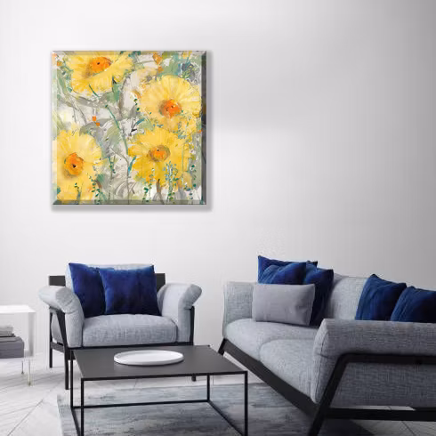 H700mm*500mm Decorative Green Plant Interior Wall Painting on Glass (MR-YB6-2052D)